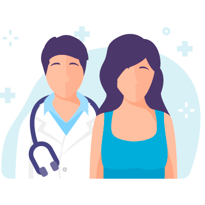 Woman and doctor with stethoscope vector image insurance