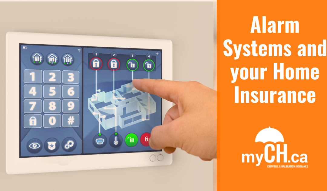 words: Alarm Systems and your home insurance Campbell & haliburton Insurance Regina, picture of home alarm panel